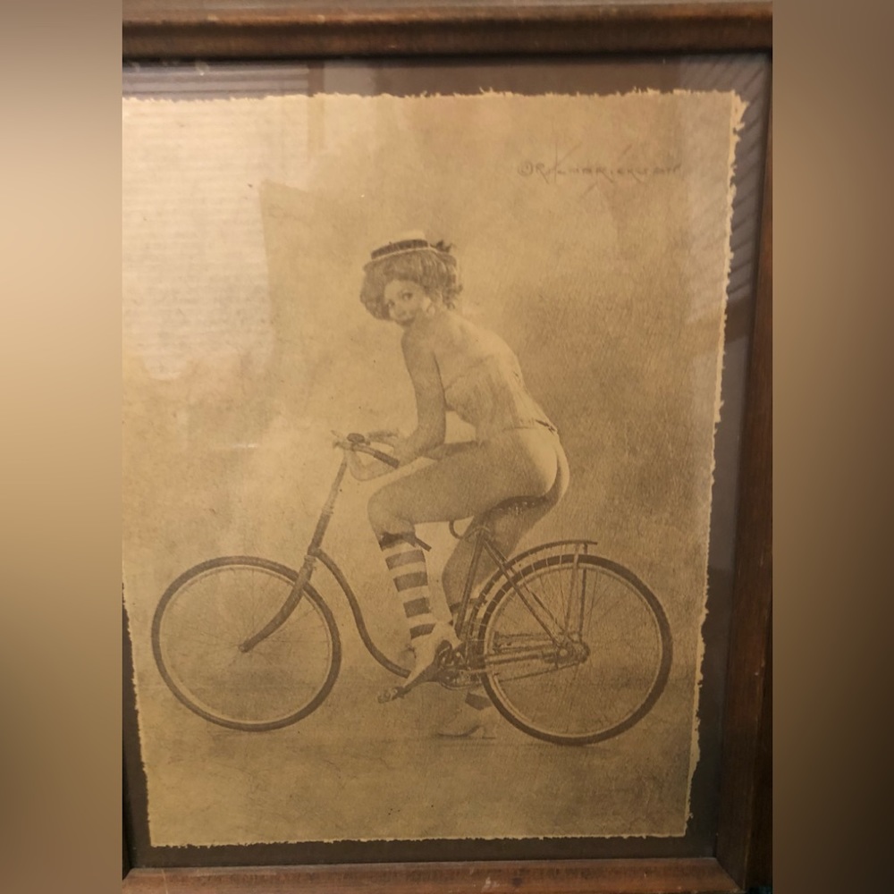 Women on bicycle framed